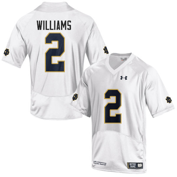 Men's NCAA Notre Dame Fighting Irish #2 Dexter Williams Stitched College Under Armour Authentic White Football Jersey IN10H83OU